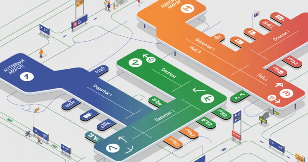 Plattegrond Schiphol – Routes, Vertrekhallen en Voorzieningen